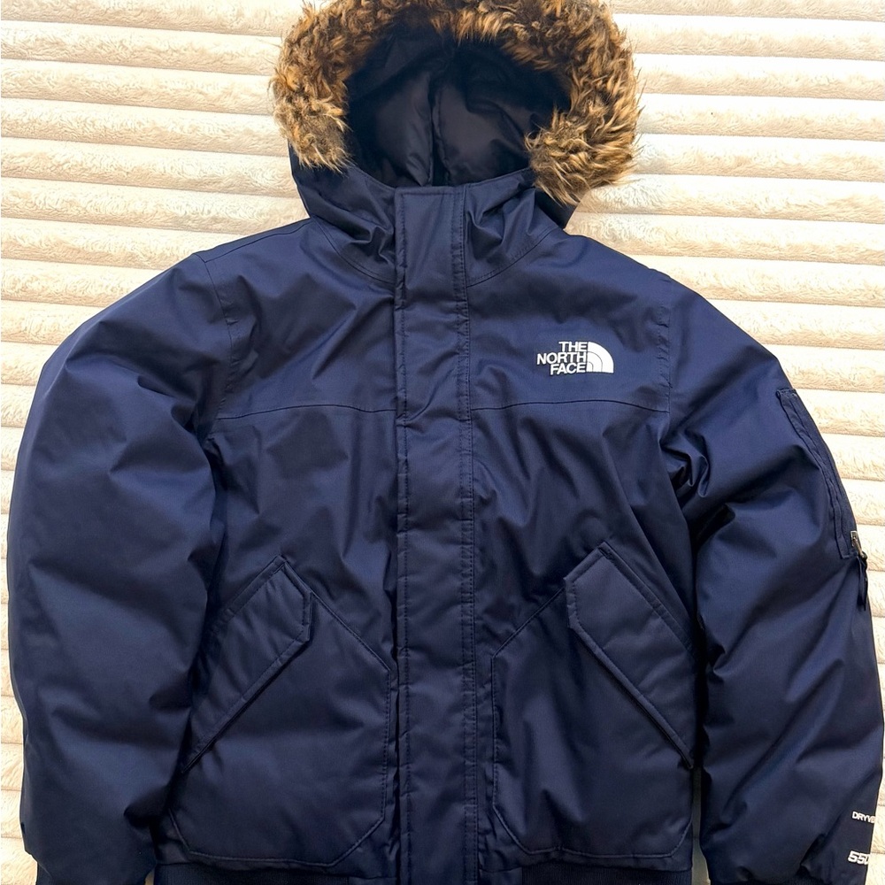The North Face Navy Kids' Insulated Parka with Faux Fur Hood